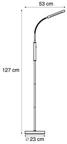 Modern acél állólámpa LED-del, 3 lépésben dimmelhető, újratölthető - Statler