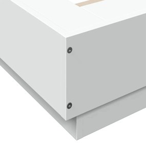 fehér szerelt fa ágykeret LED-világítással 100 x 200 cm