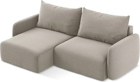 Szürkésbarna bársony kinyitható-tárolóhelyes sarokkanapé (bal oldali-heverő résszel) Kalena – Makamii