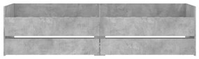 betonszürke ágykeret fiókokkal 100x200 cm