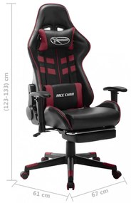 fekete és bordó műbőr gamer szék lábtámasszal