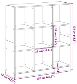 füstös tölgy színű szerelt fa könyvespolc 102 x 32 x 108 cm