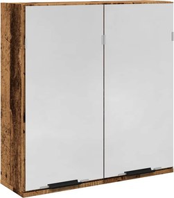 vidaXL Fürdőszoba tükörszekrény Régi fa 64x20x66,5 cm Gépelt fa
