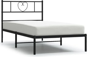 vidaXL fekete fém ágykeret fejtámlával 80 x 200 cm