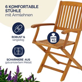 Kerti ülőgarnitúra, 7 darabos, akácfából, barna