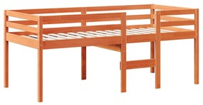 viaszbarna tömör fenyőfa magasított ágy tetővel 90 x 190 cm
