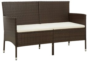 vidaXL 3 személyes barna polyrattan kerti kanapé párnával