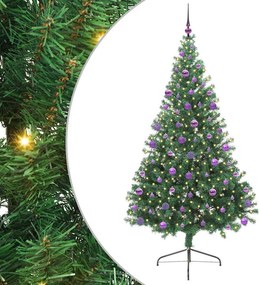 vidaXL Mesterséges, előre világított karácsonyi fa Zöld 210 cm PVC