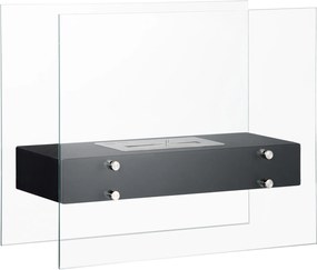 HOMCOM Szabadon álló Bioetanol Kandalló Fém és Edzett Üveg 1,5 L Tartállyal, kb. 3 órás Égetési Idővel, 25 m² Hatósugárral - Méret: 60L x 26W x 50H cm