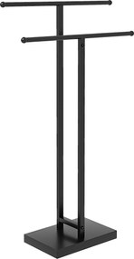 HOMCOM Szabadon álló Törölközőtartó 2-Tier Fém Törölközőtartó Fürdőszobába, 50 x 18,5 x 85 cm, Fekete | Aosom