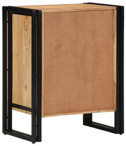 Cipőtartó Fekete 30x30x40 cm Tömör akácfából és fémből