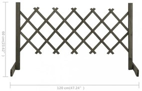 vidaXL szürke tömör fenyőfa rácsos kerti kerítés 120 x 60 cm