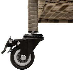 szürke polyrattan kerti tárolóláda kerekekkel 110x55x73 cm