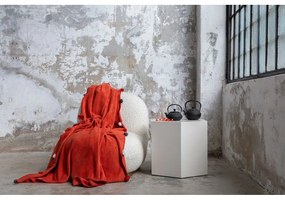 Téglavörös fleece ágytakaró 150x200 cm Pom Pom – Mijolnir