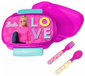 Barbie Love szendvicsdoboz + evőeszköz szett