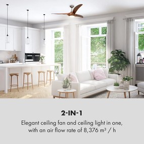Klarstein Monteverde, mennyezeti ventilátor, mennyezeti lámpa, 52", 8376  m³ /ó, 3 lapát
