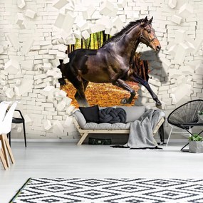 Fotótapéta - A ló kiugrott a falból - 3D (152,5x104 cm)