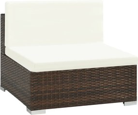 6-részes barna polyrattan kerti bútorszett párnákkal