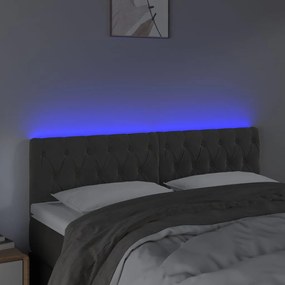 sötétszürke bársony LED-es fejtámla 160 x 7 x 78/88 cm