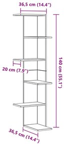 Fali Sarokpolc Fekete Tölgy 36,5x36,5x140 cm Műgyanta