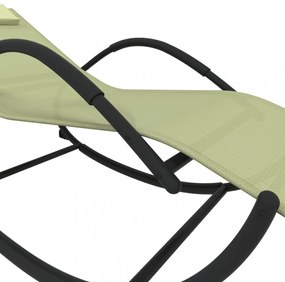 2 db krémszínű acél és textilén hintázó napozóágy