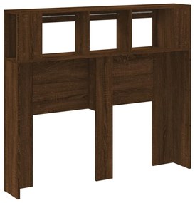 barna tölgyszínű szerelt fa LED-es fejtámla 120x18,5x103,5 cm