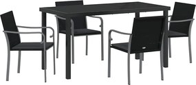 vidaXL Kert étkező szett 5 pcs Fekete és Szürke PE Rattan