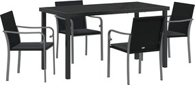 vidaXL Kert étkező szett 5 pcs Fekete és Szürke PE Rattan