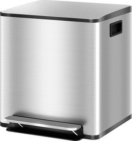 HOMCOM 2 rekeszes 15L konyhai pedálos szemetes még lágyan záródó fedéllel, rozsdamentes acélból és PP-ből, 41.8x36.7x44 cm, Ezüst | Aosom