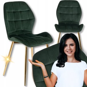 Velúr kárpitozott szék Glamour Nappali Étkező Zöld Arany Lucky