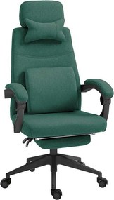 Fejtámlás, lábtartós irodai forgószék zöld