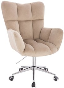 HR650K Latte modern velúr szék krómozott lábbal