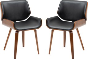 HOMCOM 2 db-os vintage stílusú étkezőszék készlet fekete műbőr ülőrésszel és fa lábakkal | Aosom