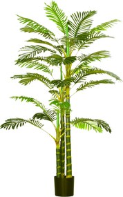 HOMCOM Mesterséges Pálma 190 cm Mesterséges Növény, Műanyag Mesterséges Növények Cserépben, Mesterséges Pálma, Műnövény a Nappaliba, Hálószobába, Irod