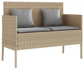 bézs polyrattan kerti pad párnákkal