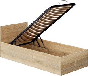 Ágy fém ráccsal és tárolóhellyel, 90x200, sonoma tölgy, DOLI