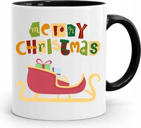 Fekete Karácsonyi Bögre Mikulásra, fényképes nyomtatással