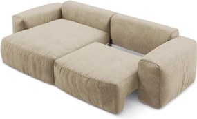 Világosbarna zsenília kinyitható sarokkanapé (bal oldali-heverő résszel) Kuki – Makamii