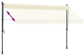 krémszínű szövet és acél feltekerhető napellenző 350 x 150 cm