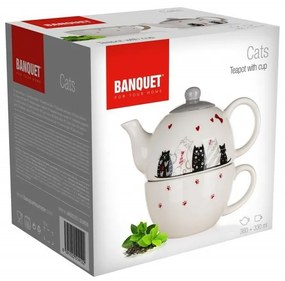 Banquet Kerámia teáskanna csészével CATS