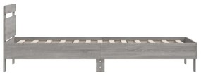 szürke sonoma színű szerelt fa ágykeret fejtámlával 100x200 cm