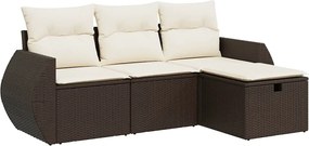 vidaXL 4 részes barna polyrattan kerti ülőgarnitúra párnákkal