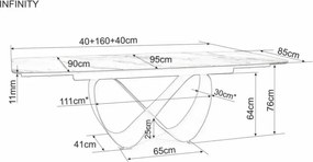 Infinity bővíthető étkezőasztal kerámia bézs/réz 160-240 cm