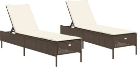 vidaXL 2 db barna polyrattan napozóágy párnával