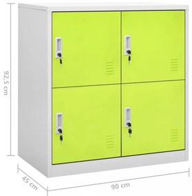 2 db világosszürke-zöld acél zárható szekrény 90x45x92,5 cm