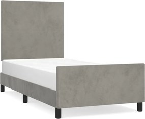 vidaXL világosszürke bársony ágykeret matrac nélkül 90x190 cm