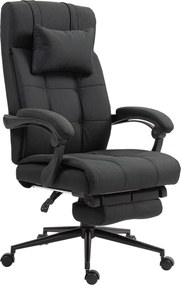 Vinsetto Ergonomikus Irodai Szék Dönthető Funkcióval, Fejtámlával, Karfával, Magasságban Állítható Forgószék Lábpihenővel Fekete Vászon Hatással | Aos