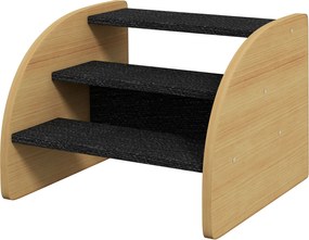 PawHut 3 Lépéses Kisállat Lépcső 30 cm Magas Oldalfalú Kutyarámpa Kisméretű Kutyák és Macskák Számára Ágyhoz, Kanapéhoz, Hézaghoz és Autóhoz Tölgy | A