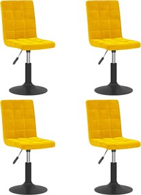 vidaXL 4 db mustársárga bársony forgó étkezőszék
