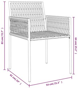 4 db barna polyrattan kerti szék párnával 54x61x83 cm